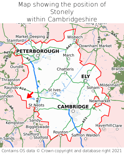 Map showing location of Stonely within Cambridgeshire