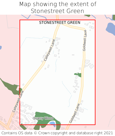 Map showing extent of Stonestreet Green as bounding box
