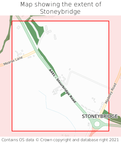 Map showing extent of Stoneybridge as bounding box