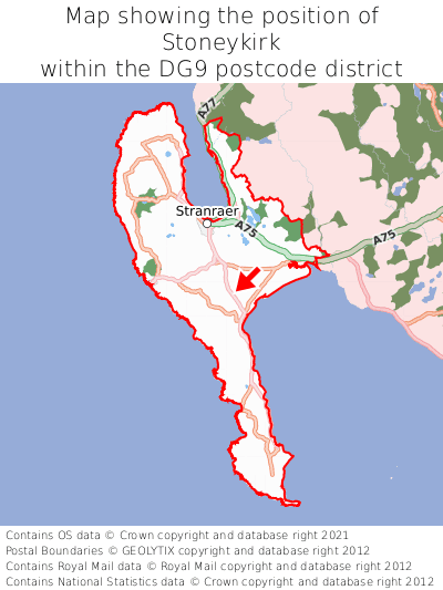 Map showing location of Stoneykirk within DG9