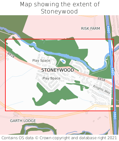 Map showing extent of Stoneywood as bounding box