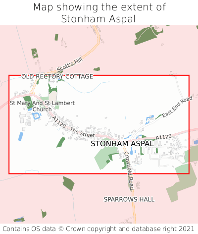 Map showing extent of Stonham Aspal as bounding box