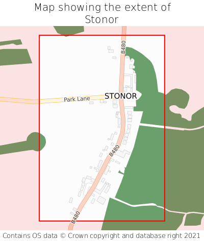 Map showing extent of Stonor as bounding box