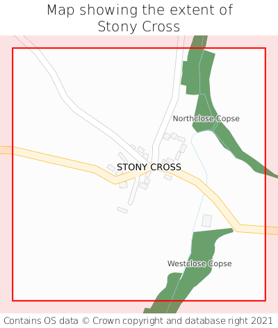 Map showing extent of Stony Cross as bounding box