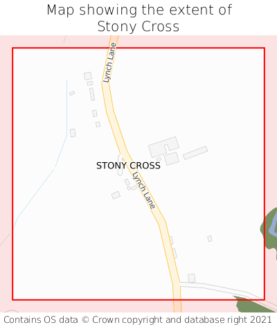 Map showing extent of Stony Cross as bounding box