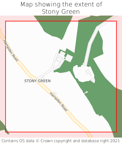 Map showing extent of Stony Green as bounding box