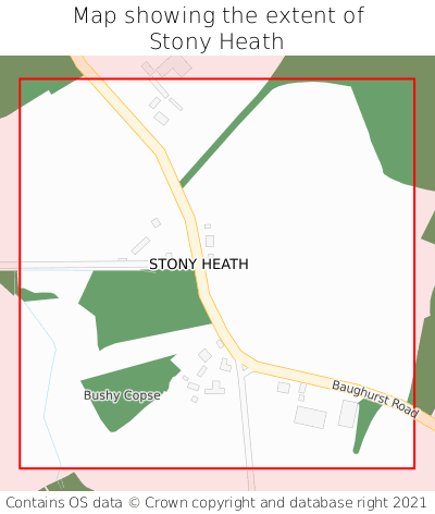 Map showing extent of Stony Heath as bounding box