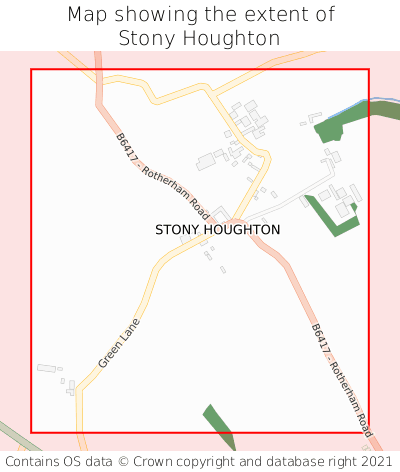 Map showing extent of Stony Houghton as bounding box