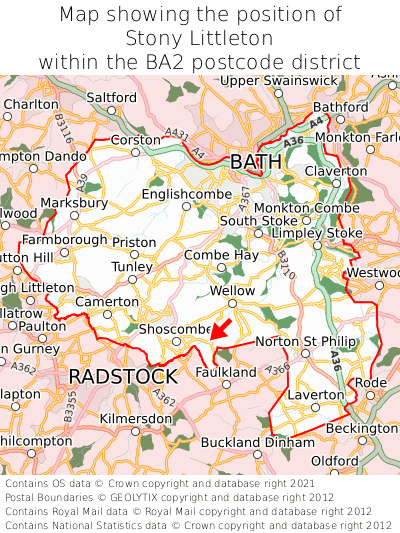 Map showing location of Stony Littleton within BA2