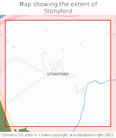 Map showing extent of Stonyford as bounding box