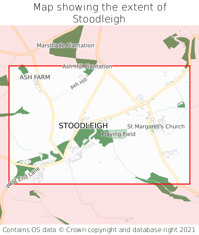 Map showing extent of Stoodleigh as bounding box
