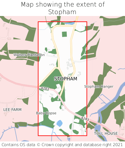Map showing extent of Stopham as bounding box
