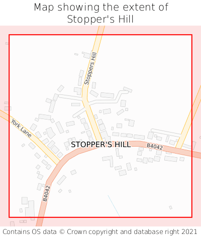 Map showing extent of Stopper's Hill as bounding box