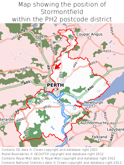 Map showing location of Stormontfield within PH2