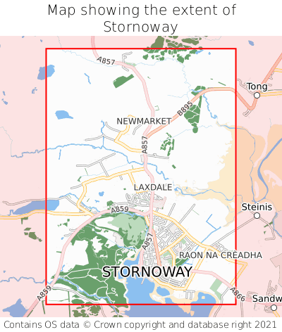 Map showing extent of Stornoway as bounding box