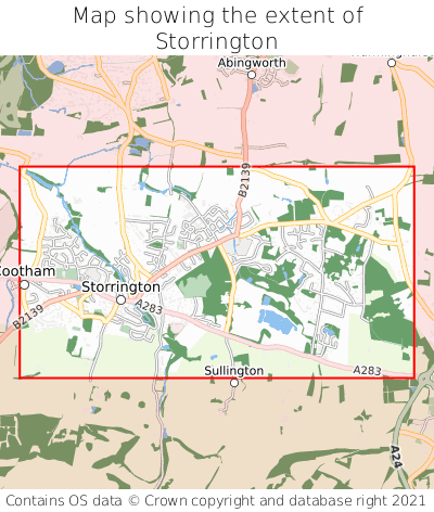 Map showing extent of Storrington as bounding box