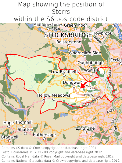 Map showing location of Storrs within S6