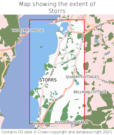 Map showing extent of Storrs as bounding box