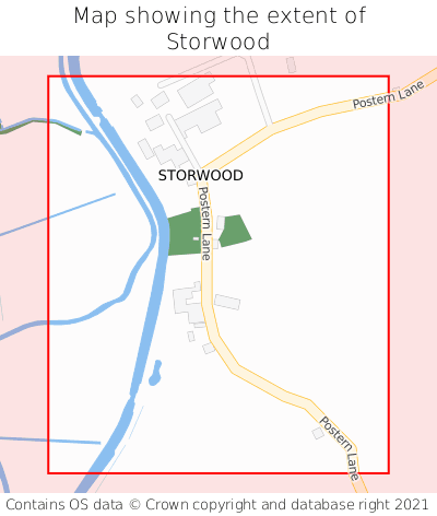 Map showing extent of Storwood as bounding box