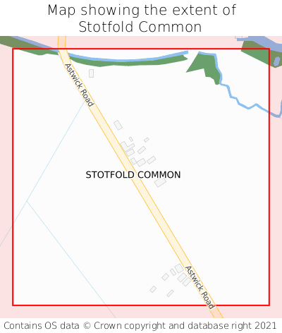 Map showing extent of Stotfold Common as bounding box