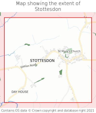Map showing extent of Stottesdon as bounding box