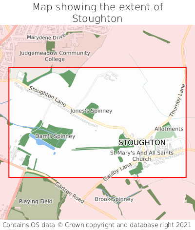 Map showing extent of Stoughton as bounding box