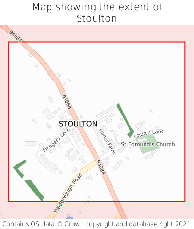 Map showing extent of Stoulton as bounding box
