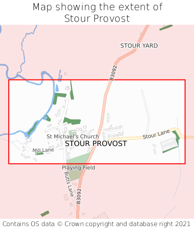 Map showing extent of Stour Provost as bounding box