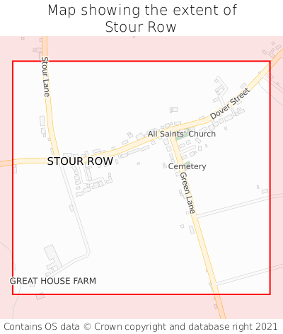 Map showing extent of Stour Row as bounding box