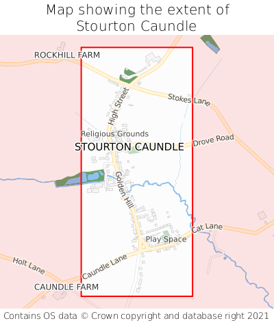 Map showing extent of Stourton Caundle as bounding box