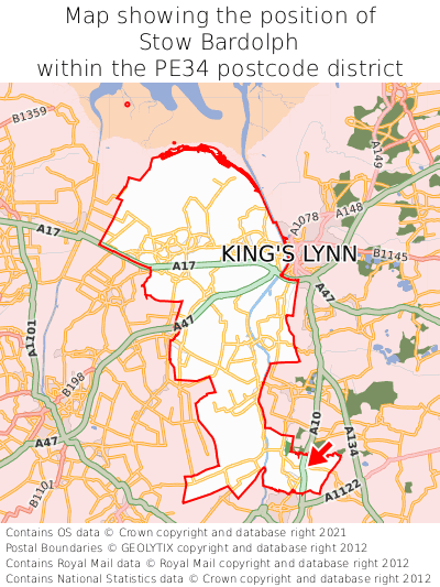 Map showing location of Stow Bardolph within PE34