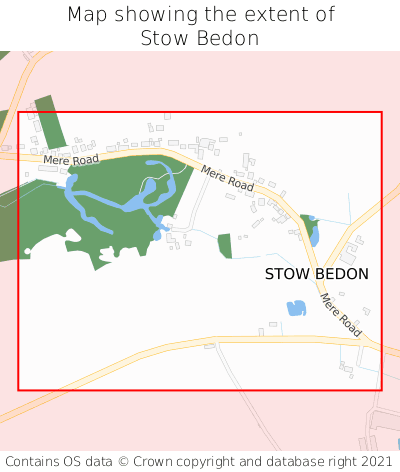 Map showing extent of Stow Bedon as bounding box