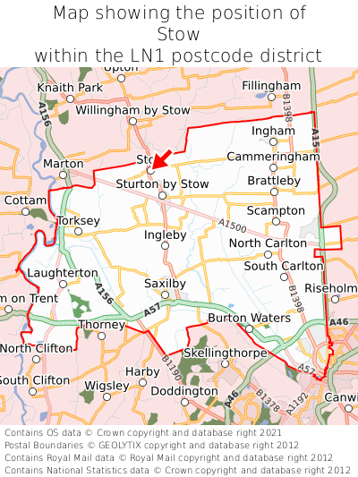 Map showing location of Stow within LN1