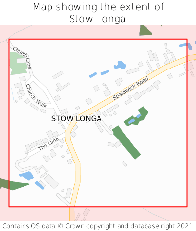 Map showing extent of Stow Longa as bounding box