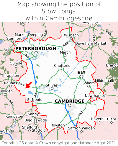 Map showing location of Stow Longa within Cambridgeshire
