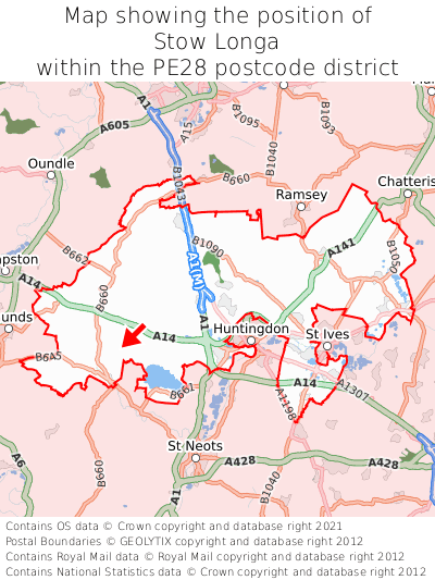 Map showing location of Stow Longa within PE28