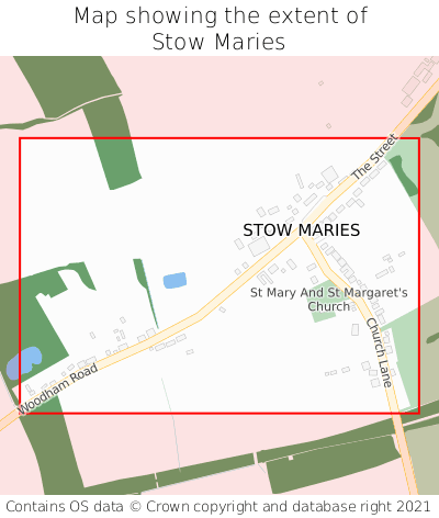 Map showing extent of Stow Maries as bounding box