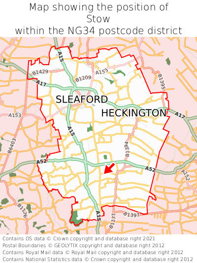 Map showing location of Stow within NG34
