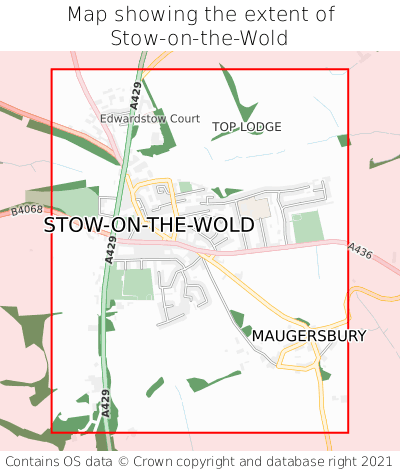 Map showing extent of Stow-on-the-Wold as bounding box