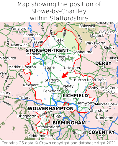 Map showing location of Stowe-by-Chartley within Staffordshire