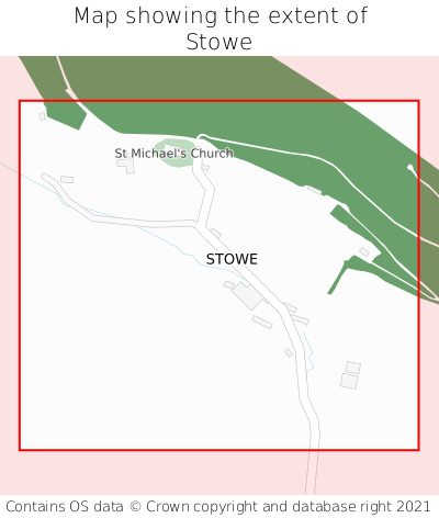 Map showing extent of Stowe as bounding box