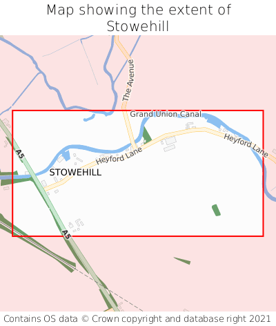 Map showing extent of Stowehill as bounding box