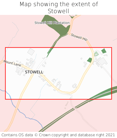 Map showing extent of Stowell as bounding box