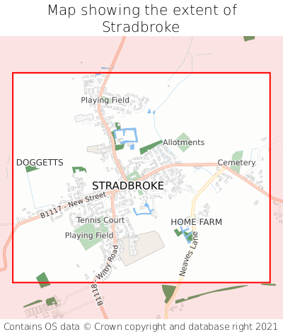 Map showing extent of Stradbroke as bounding box