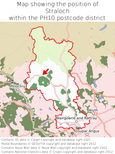 Map showing location of Straloch within PH10