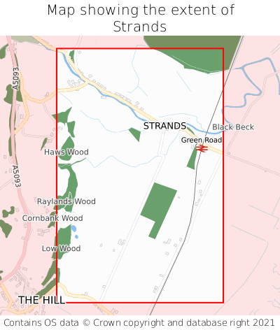 Map showing extent of Strands as bounding box