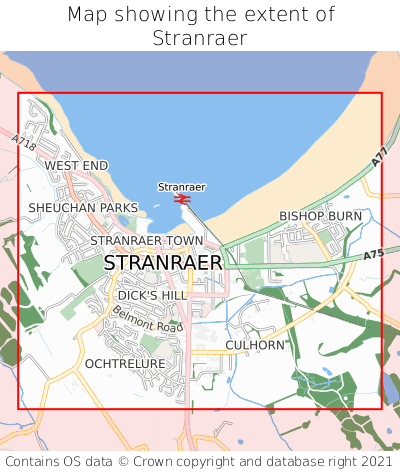 Map showing extent of Stranraer as bounding box