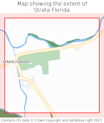 Map showing extent of Strata Florida as bounding box