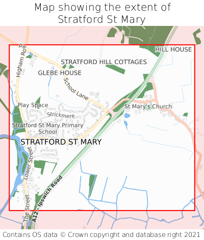 Map showing extent of Stratford St Mary as bounding box