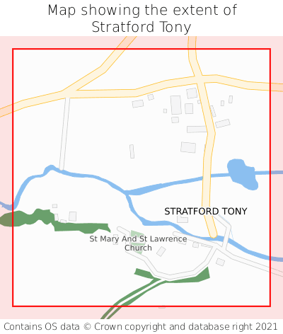 Map showing extent of Stratford Tony as bounding box